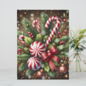 Klassischer Candy Cane/Pfefferminz Weihnachtsgrün Feiertagskarte (Stehend Vorderseite)