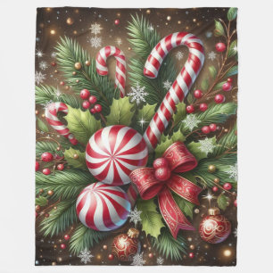 Klassischer Candy Cane/Pfefferminz Weihnachtsgrün Fleecedecke