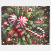 Klassischer Candy Cane/Pfefferminz Weihnachtsgrün Fleecedecke (Vorderseite (Horizontal))