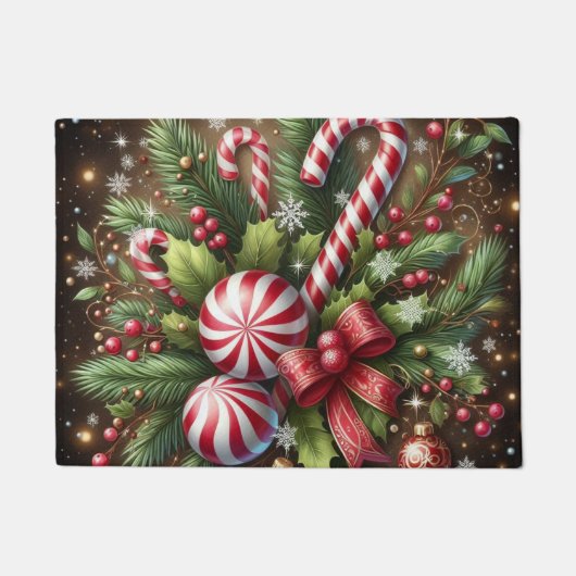 Klassischer Candy Cane/Pfefferminz Weihnachtsgrün Fußmatte (Vorderseite)