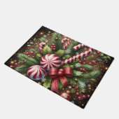 Klassischer Candy Cane/Pfefferminz Weihnachtsgrün Fußmatte (Schrägansicht)