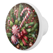 Klassischer Candy Cane/Pfefferminz Weihnachtsgrün Keramikknauf (Rechts)