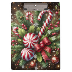 Klassischer Candy Cane/Pfefferminz Weihnachtsgrün Klemmbrett