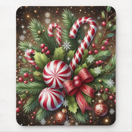 Klassischer Candy Cane/Pfefferminz Weihnachtsgrün Mousepad (Vorne)