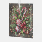 Klassischer Candy Cane/Pfefferminz Weihnachtsgrün Ornament Aus Glas (Vorderseite links)