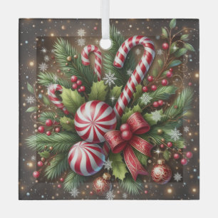 Klassischer Candy Cane/Pfefferminz Weihnachtsgrün Ornament Aus Glas
