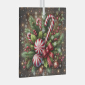 Klassischer Candy Cane/Pfefferminz Weihnachtsgrün Ornament Aus Glas (Vorderseite Rechts)