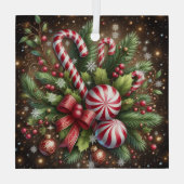 Klassischer Candy Cane/Pfefferminz Weihnachtsgrün Ornament Aus Glas (Rückseite)