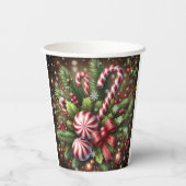 Klassischer Candy Cane/Pfefferminz Weihnachtsgrün Pappbecher (Rückseite)