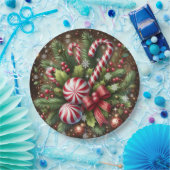 Klassischer Candy Cane/Pfefferminz Weihnachtsgrün Pappteller (Party)