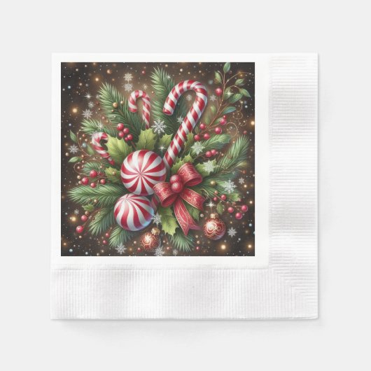 Klassischer Candy Cane/Pfefferminz Weihnachtsgrün Serviette (Vorderseite)