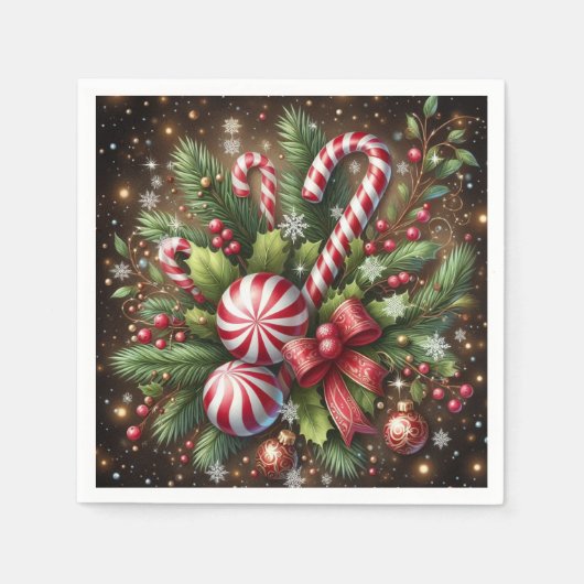 Klassischer Candy Cane/Pfefferminz Weihnachtsgrün Serviette (Vorderseite)