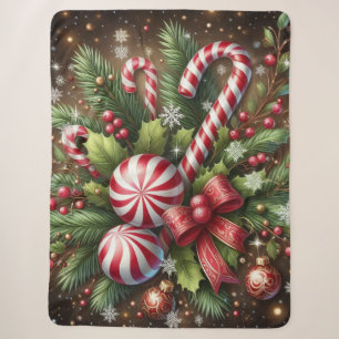 Klassischer Candy Cane/Pfefferminz Weihnachtsgrün Sherpadecke