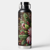 Klassischer Candy Cane/Pfefferminz Weihnachtsgrün Trinkflasche (Vorderseite)