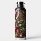 Klassischer Candy Cane/Pfefferminz Weihnachtsgrün Trinkflasche (Rückseite)