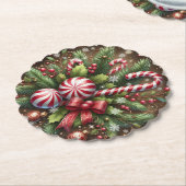 Klassischer Candy Cane/Pfefferminz Weihnachtsgrün Untersetzer (angewinkelt)