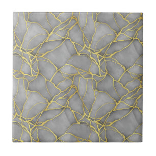 Klassischer Carrara-Goldmarmor Schwarz Silber Fliese
