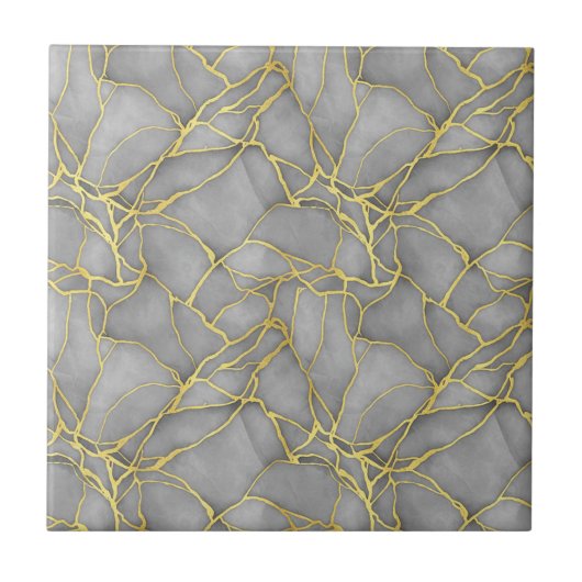 Klassischer Carrara-Goldmarmor Schwarz Silber Fliese (Vorderseite)