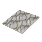 Klassischer Carrara-Goldmarmor Silber Schwarz Pfla Fliese (Seite)