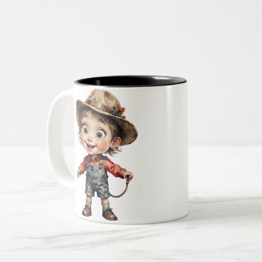 Klassischer Cartoon mit 3D-Effekten Zweifarbige Tasse (Vorderseite Links)