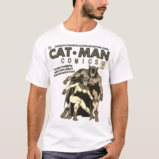 Klassischer Cat-Man-Comic-T - Shirt (Vorderseite)
