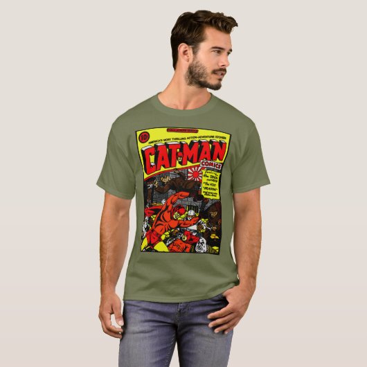 Klassischer Cat-Man-Comic-T - Shirt der 40er Jahre (Vorne ganz)