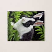 "Klassischer Charme: Das Schwarz-Weiß-Kaninchen" Puzzle (Horizontal)