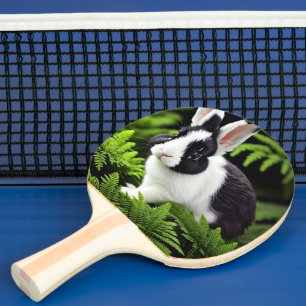 "Klassischer Charme: Das Schwarz-Weiß-Kaninchen" Tischtennis Schläger