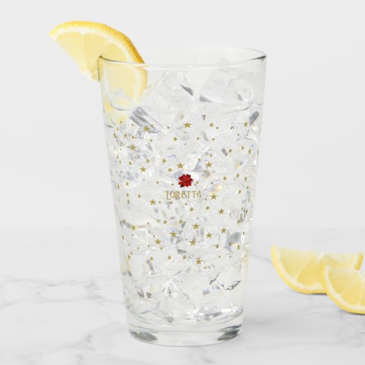 Klassischer Charme: Retro Weihnachtssterne Blume G Glas (Vorderseite Ice)