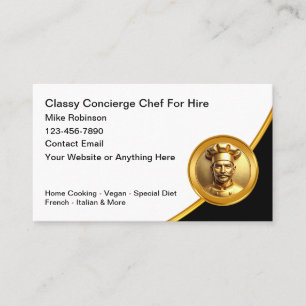 Klassischer Chef-Hauskoch beim Kochen von Mahlzeit Visitenkarte