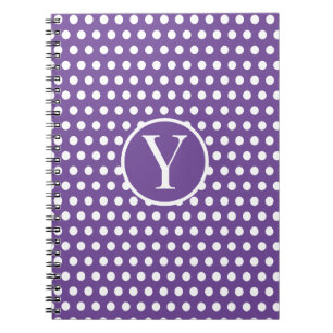 Klassischer Chic Anfangsbuchstabe Polka Dot Lila Notizblock