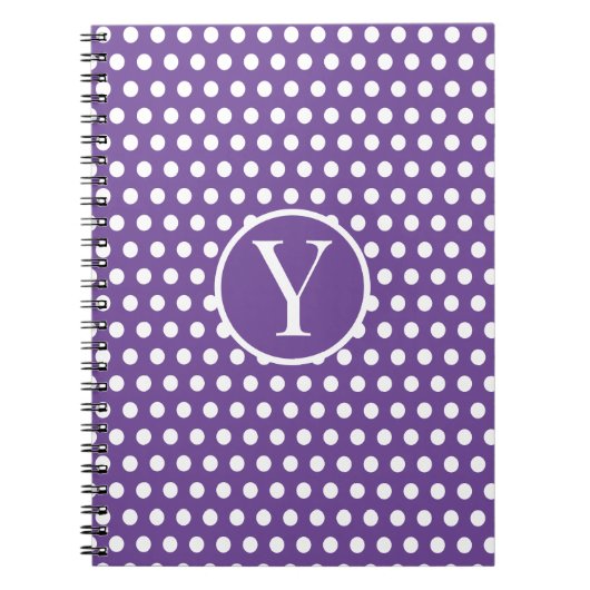 Klassischer Chic Anfangsbuchstabe Polka Dot Lila Notizblock (Vorderseite)