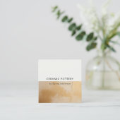 Klassischer Chic Beige Gold Ölfarbe Farbe Textur Q Quadratische Visitenkarte (Stehend Vorderseite)