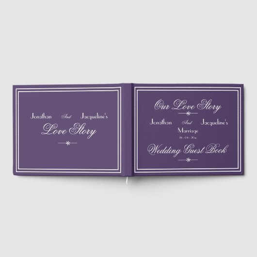 Klassischer Chic Dusty Lila & White Script Wedding Gästebuch (Voll)