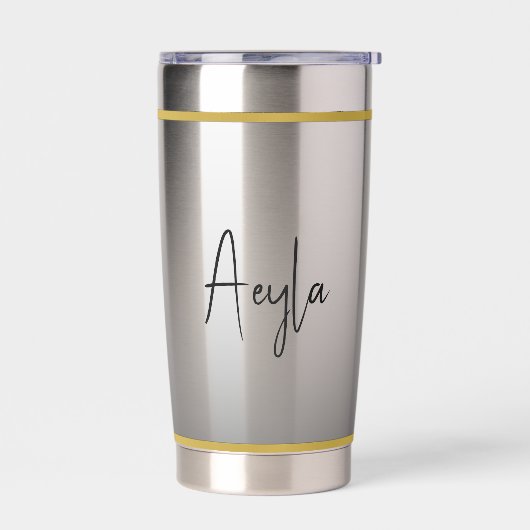 Klassischer Chic Elegante Modernes Schwarzes Perso Thermobecher (Links)