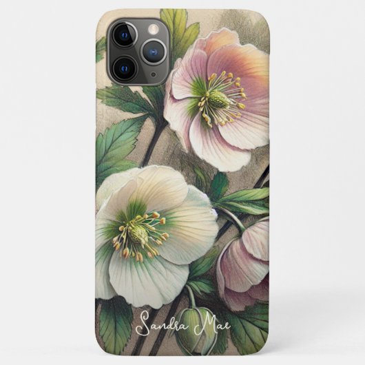 Klassischer Chic Helleborus Kunstvoll Zeichnend Case-Mate iPhone Hülle (Rückseite)