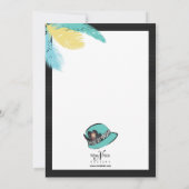 Klassischer Chic-Hut mit Federn Einladung (Rückseite)