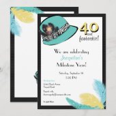 Klassischer Chic-Hut mit Federn Einladung (Vorne/Hinten)