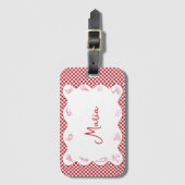 Klassischer Chic italienischer Themenname Rot Chec Gepäckanhänger (Vorderseite Vertikal)