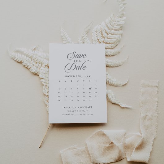 Klassischer Chic Kalligrafie QR-Code-Kalender Save The Date
