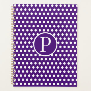 Klassischer Chic Lila Anfangsbuchstabe Polka Dot Planer