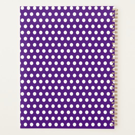 Klassischer Chic Lila Anfangsbuchstabe Polka Dot Planer (Rückseite)
