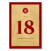 Klassischer Circle Double Xi Golden Chinese Weddin Tischnummer (Vorderseite)