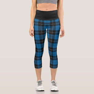 Klassischer Clan Ramsay Blue und Black Tartan Kari Capri Leggings