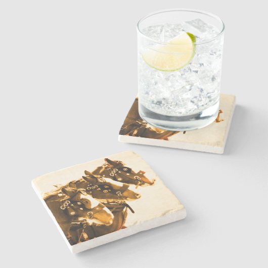 Klassischer Clydesdale Marmor Steinuntersetzer (Seitenansicht)