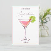 Klassischer Cocktail in Rosa und Auberginen Einladung (Stehend Vorderseite)