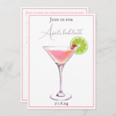 Klassischer Cocktail in Rosa und Auberginen Einladung (Vorne/Hinten)