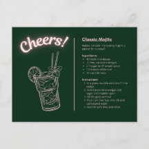 Klassischer Cocktail Postkarte - Mint Mojito