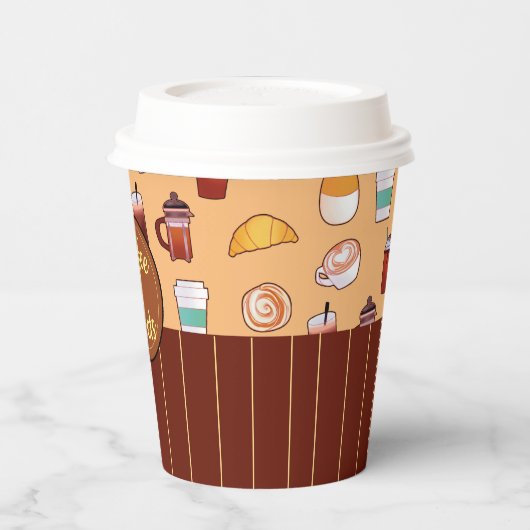 klassischer Coffee Shop und Gebäck Pappbecher (Links)