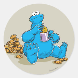 Klassischer Cookie-Monster isst Kekse Runder Aufkleber